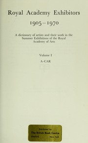 Royal Academy of Arts (Great Britain) Royal Academy exhibitors, 1905-1970;